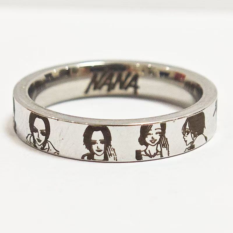NANA Anime Ring with gift box - Nana & Hachi Titanium Steel Never-Fade Band Ring "The Other Side of Me" Ins Niche Aesthetic