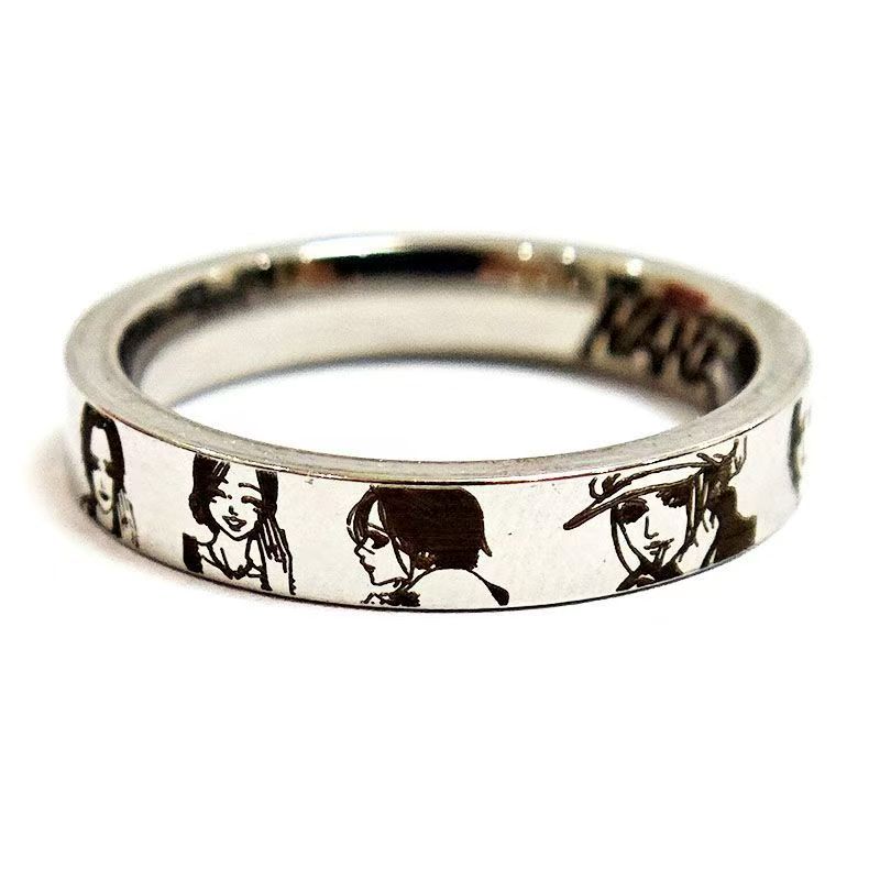 NANA Anime Ring with gift box - Nana & Hachi Titanium Steel Never-Fade Band Ring "The Other Side of Me" Ins Niche Aesthetic