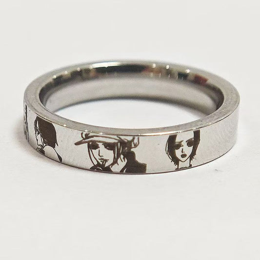 NANA Anime Ring with gift box - Nana & Hachi Titanium Steel Never-Fade Band Ring "The Other Side of Me" Ins Niche Aesthetic