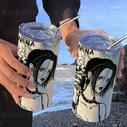 NANA Osaki Ins-Famous Tumbler with Straw - Stylish Thermal Travel Mug for Coffee & Drinks