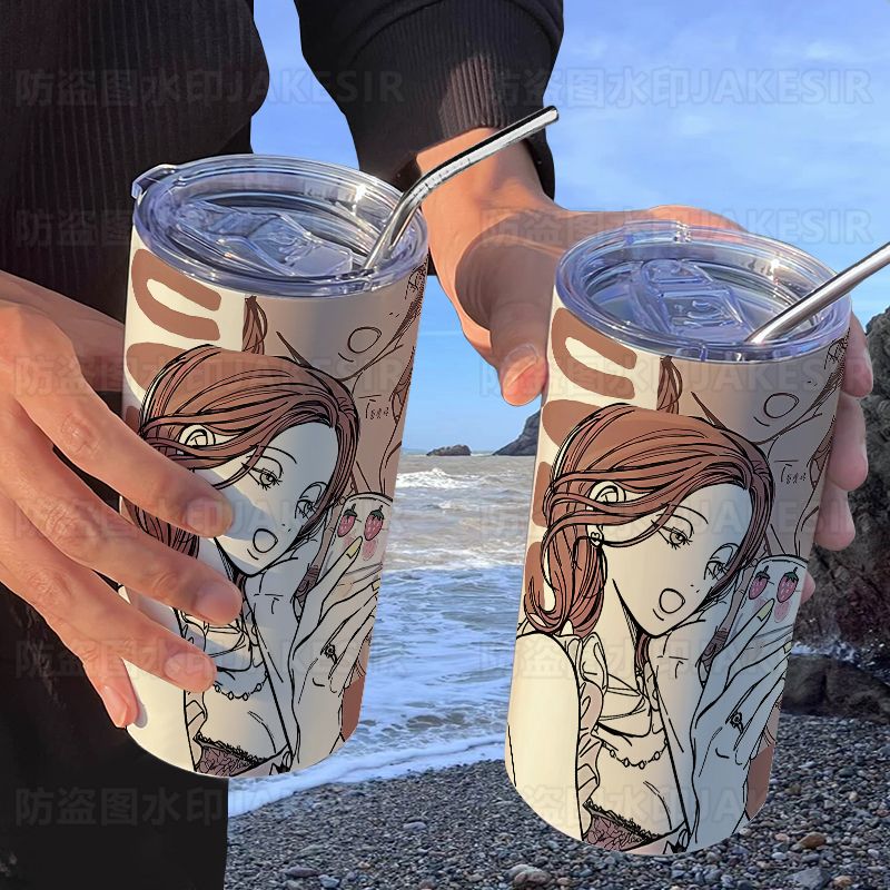 NANA Osaki Ins-Famous Tumbler with Straw - Stylish Thermal Travel Mug for Coffee & Drinks