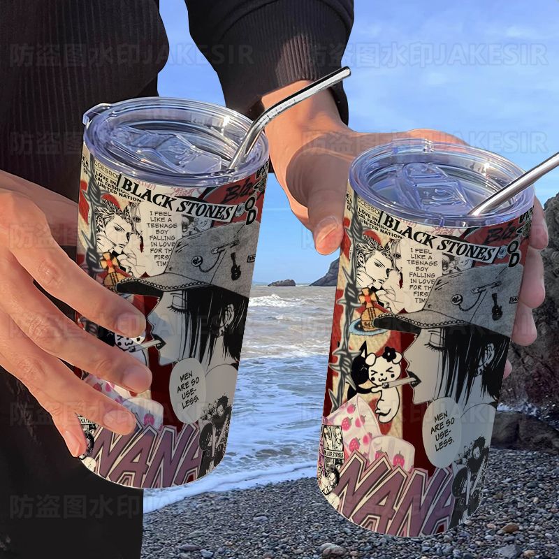 NANA Osaki Ins-Famous Tumbler with Straw - Stylish Thermal Travel Mug for Coffee & Drinks