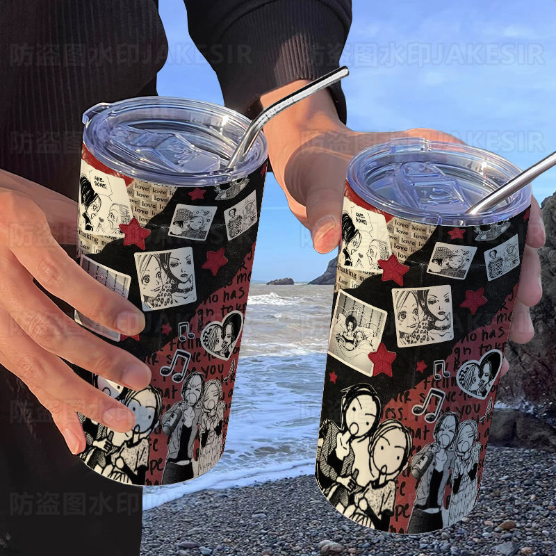 NANA Osaki Ins-Famous Tumbler with Straw - Stylish Thermal Travel Mug for Coffee & Drinks