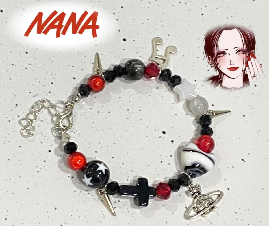 NANA" Anime Punk Style Chain Bracelet - Osaki NANA Inspired Beaded Handmade Accessory