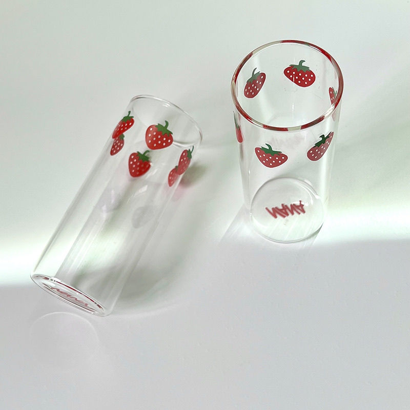 Nana Girl original Strawberry Glass Cup - Anime Same Style Heat-Resistant Cute Popular Water Cup, Milk Cup, Cold Drink Cup