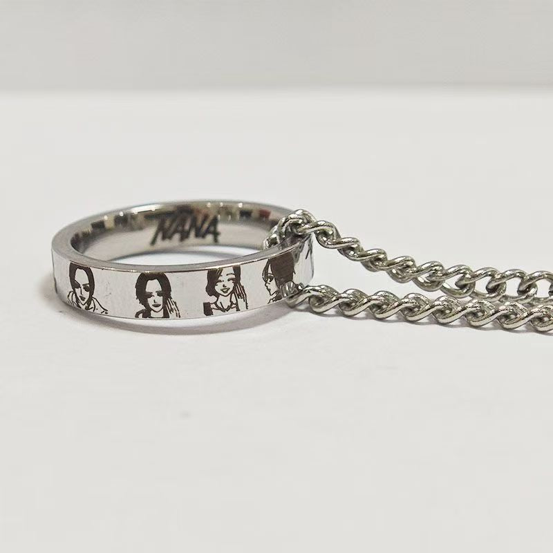 NANA Anime Ring with gift box - Nana & Hachi Titanium Steel Never-Fade Band Ring "The Other Side of Me" Ins Niche Aesthetic