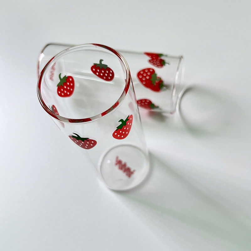 Nana Girl original Strawberry Glass Cup - Anime Same Style Heat-Resistant Cute Popular Water Cup, Milk Cup, Cold Drink Cup
