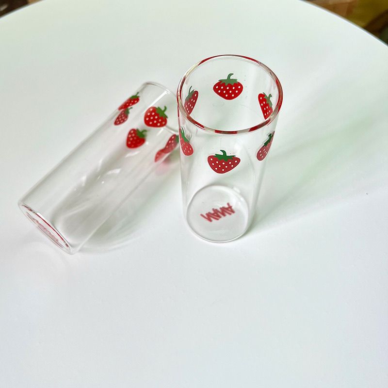 Nana Girl original Strawberry Glass Cup - Anime Same Style Heat-Resistant Cute Popular Water Cup, Milk Cup, Cold Drink Cup